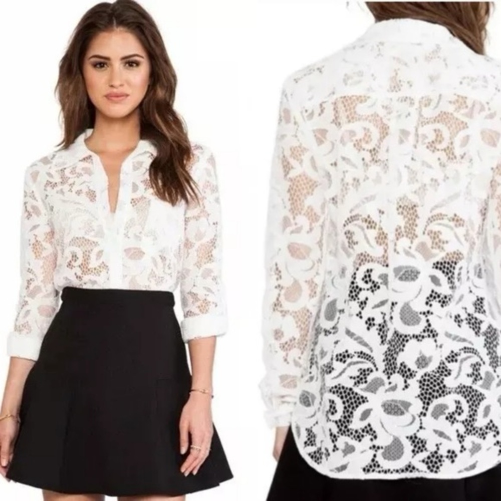 Diane Von Furstenberg Lorelei White Lace top - Picture 3 of 9